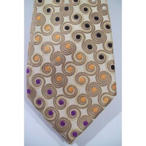 Men's Steve Harvey Collection Silk Neck Tie,‎ Geometric Swirls, Champagne
